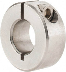 Climax Metal Products - 7/16" Bore, Stainless Steel, One Piece Clamp Collar - 15/16" Outside Diam, 3/8" Wide - Exact Tool & Supply