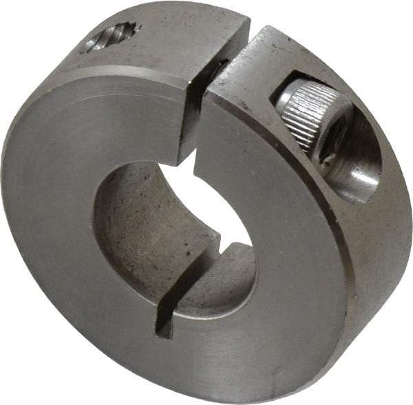 Climax Metal Products - 9/16" Bore, Stainless Steel, One Piece Clamp Collar - 1-5/16" Outside Diam, 7/16" Wide - Exact Tool & Supply