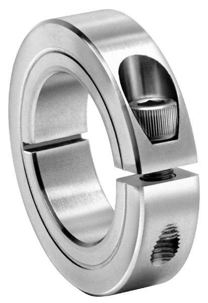 Climax Metal Products - 2-15/16" Bore, Stainless Steel, One Piece One Piece Split Shaft Collar - 4-1/4" Outside Diam, 7/8" Wide - Exact Tool & Supply