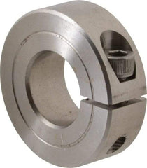 Climax Metal Products - 11/16" Bore, Stainless Steel, One Piece One Piece Split Shaft Collar - 1-1/2" Outside Diam, 1/2" Wide - Exact Tool & Supply