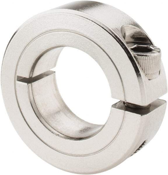Climax Metal Products - 7/8" Bore, Stainless Steel, One Piece Clamp Collar - 1-5/8" Outside Diam, 1/2" Wide - Exact Tool & Supply