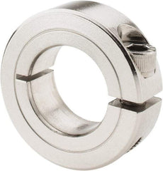 Climax Metal Products - 7/8" Bore, Stainless Steel, One Piece Clamp Collar - 1-5/8" Outside Diam, 1/2" Wide - Exact Tool & Supply