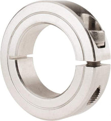 Climax Metal Products - 1-1/4" Bore, Stainless Steel, One Piece Clamp Collar - 2-1/16" Outside Diam, 1/2" Wide - Exact Tool & Supply