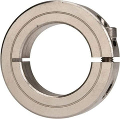 Climax Metal Products - 1-3/8" Bore, Stainless Steel, One Piece Clamp Collar - 2-1/4" Outside Diam, 9/16" Wide - Exact Tool & Supply