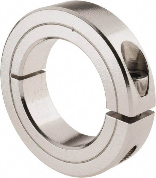 Climax Metal Products - 1-1/2" Bore, Stainless Steel, One Piece Clamp Collar - 2-3/8" Outside Diam, 9/16" Wide - Exact Tool & Supply