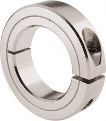 Climax Metal Products - 1-1/2" Bore, Stainless Steel, One Piece Clamp Collar - 2-3/8" Outside Diam, 9/16" Wide - Exact Tool & Supply