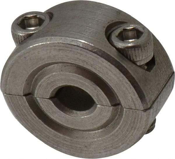 Climax Metal Products - 3/16" Bore, Stainless Steel, Two Piece Shaft Collar - 11/16" Outside Diam, 5/16" Wide - Exact Tool & Supply