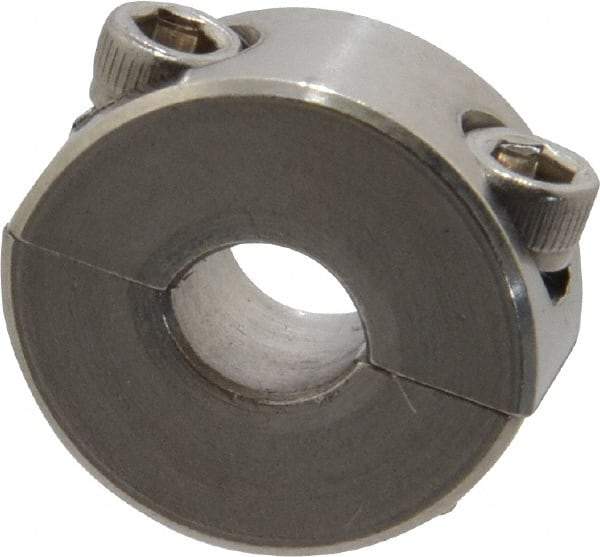 Climax Metal Products - 1/4" Bore, Stainless Steel, Two Piece Shaft Collar - 11/16" Outside Diam, 5/16" Wide - Exact Tool & Supply