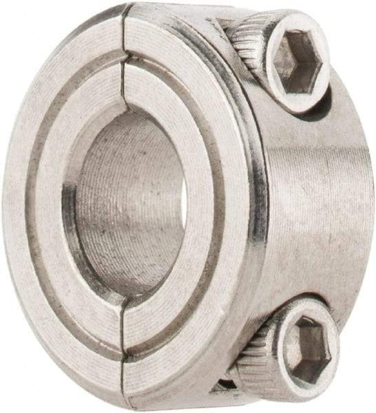 Climax Metal Products - 5/16" Bore, Stainless Steel, Two Piece Shaft Collar - 11/16" Outside Diam, 5/16" Wide - Exact Tool & Supply