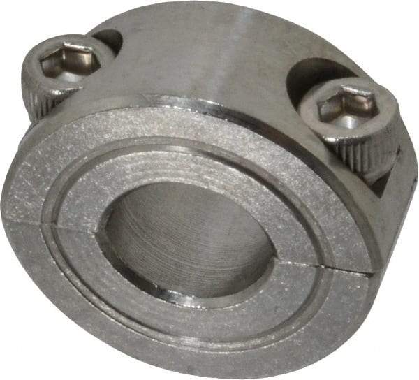 Climax Metal Products - 3/8" Bore, Stainless Steel, Two Piece Shaft Collar - 7/8" Outside Diam, 3/8" Wide - Exact Tool & Supply