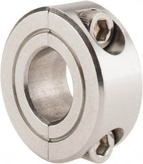 Climax Metal Products - 7/16" Bore, Stainless Steel, Two Piece Shaft Collar - 15/16" Outside Diam, 3/8" Wide - Exact Tool & Supply