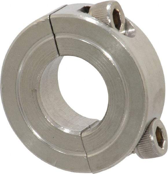 Climax Metal Products - 5/8" Bore, Stainless Steel, Two Piece Shaft Collar - 1-5/16" Outside Diam, 7/16" Wide - Exact Tool & Supply