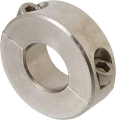 Climax Metal Products - 11/16" Bore, Stainless Steel, Two Piece Two Piece Split Shaft Collar - 1-1/2" Outside Diam, 1/2" Wide - Exact Tool & Supply