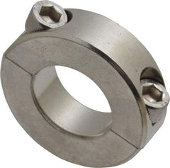 Climax Metal Products - 7/8" Bore, Stainless Steel, Two Piece Shaft Collar - 1-5/8" Outside Diam, 1/2" Wide - Exact Tool & Supply
