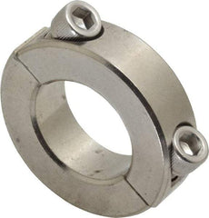 Climax Metal Products - 1" Bore, Stainless Steel, Two Piece Shaft Collar - 1-3/4" Outside Diam, 1/2" Wide - Exact Tool & Supply