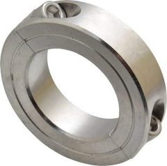 Climax Metal Products - 1-3/8" Bore, Stainless Steel, Two Piece Shaft Collar - 2-1/4" Outside Diam, 9/16" Wide - Exact Tool & Supply