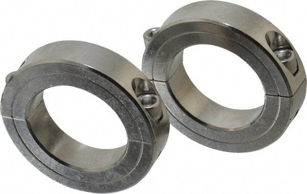 Climax Metal Products - 1-1/2" Bore, Stainless Steel, Two Piece Shaft Collar - 2-3/8" Outside Diam, 9/16" Wide - Exact Tool & Supply