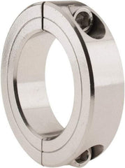 Climax Metal Products - 1-7/8" Bore, Stainless Steel, Two Piece Two Piece Split Shaft Collar - 2-7/8" Outside Diam, 11/16" Wide - Exact Tool & Supply