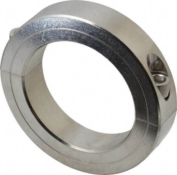 Climax Metal Products - 2-3/8" Bore, Stainless Steel, Two Piece Two Piece Split Shaft Collar - 3-1/2" Outside Diam, 3/4" Wide - Exact Tool & Supply