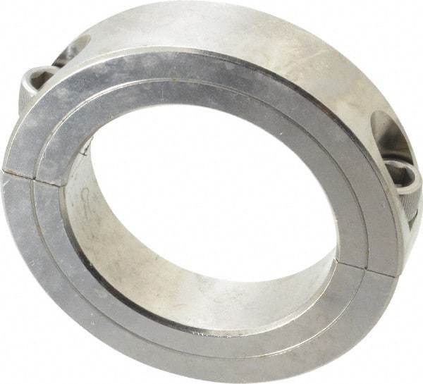 Climax Metal Products - 2-1/2" Bore, Stainless Steel, Two Piece Shaft Collar - 3-3/4" Outside Diam, 7/8" Wide - Exact Tool & Supply