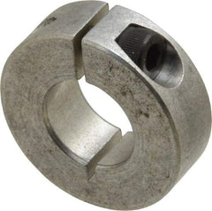 Climax Metal Products - 5/8" Bore, Aluminum, One Piece Clamp Collar - 1-5/16" Outside Diam, 7/16" Wide - Exact Tool & Supply