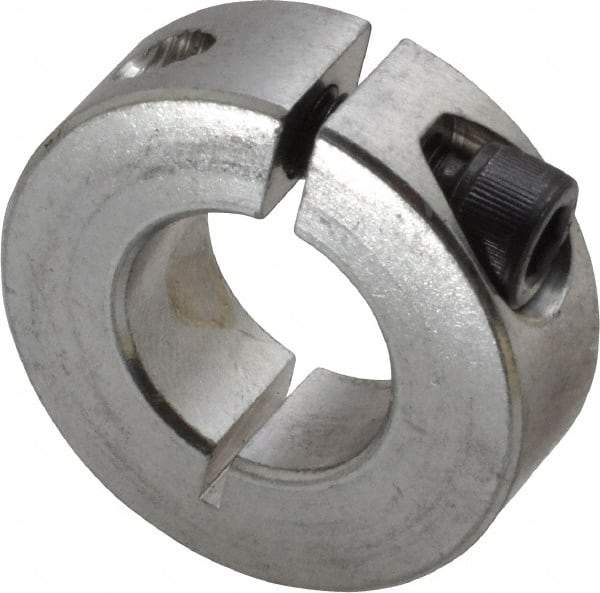 Climax Metal Products - 3/4" Bore, Aluminum, One Piece Clamp Collar - 1-1/2" Outside Diam, 1/2" Wide - Exact Tool & Supply
