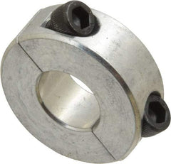 Climax Metal Products - 1/2" Bore, Aluminum, Two Piece Shaft Collar - 1-1/8" Outside Diam, 13/32" Wide - Exact Tool & Supply