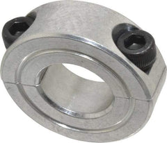 Climax Metal Products - 5/8" Bore, Aluminum, Two Piece Shaft Collar - 1-5/16" Outside Diam, 7/16" Wide - Exact Tool & Supply