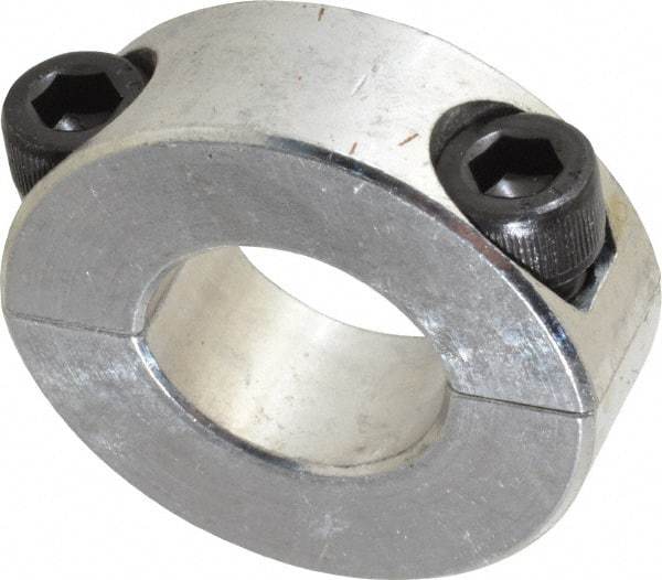 Climax Metal Products - 3/4" Bore, Aluminum, Two Piece Shaft Collar - 1-1/2" Outside Diam, 1/2" Wide - Exact Tool & Supply