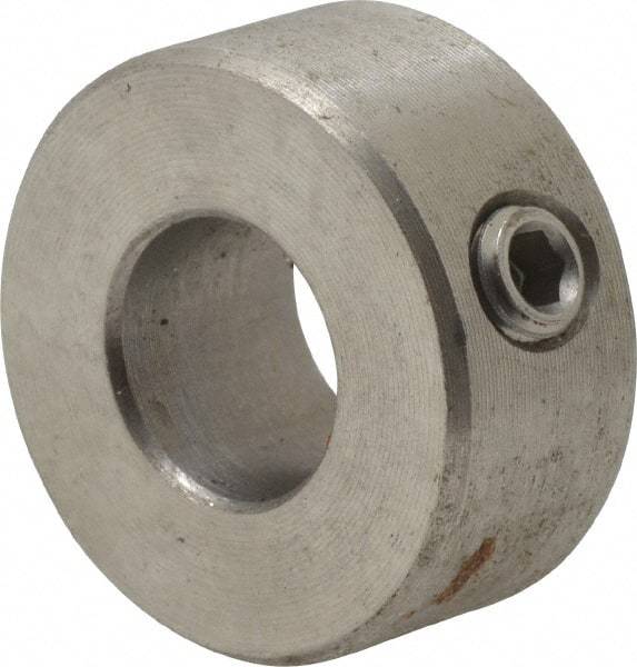 Climax Metal Products - 10mm Bore, Stainless Steel, Set Screw Shaft Collar - 7/8" Outside Diam - Exact Tool & Supply