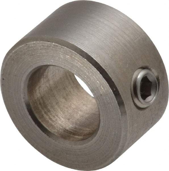 Climax Metal Products - 12mm Bore, Stainless Steel, Set Screw Shaft Collar - 7/8" Outside Diam - Exact Tool & Supply