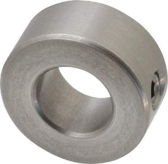 Climax Metal Products - 1/2" Bore, Stainless Steel, Set Screw Shaft Collar - 1" Outside Diam, 7/16" Wide - Exact Tool & Supply
