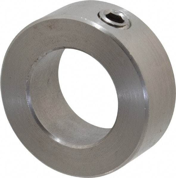 Climax Metal Products - 7/8" Bore, Stainless Steel, Set Screw Shaft Collar - 1-1/2" Outside Diam, 9/16" Wide - Exact Tool & Supply
