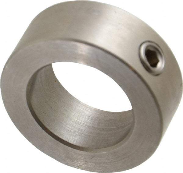 Climax Metal Products - 15/16" Bore, Stainless Steel, Set Screw Shaft Collar - 1-1/2" Outside Diam, 9/16" Wide - Exact Tool & Supply