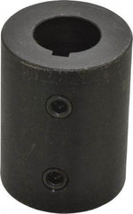 Climax Metal Products - 3/4" Inside x 1-1/2" Outside Diam, Mild Steel Set Screw Rigid Coupling with keyway - 2" Long x 3/16" Keyway Width x 3/32" Keyway Depth - Exact Tool & Supply