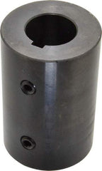 Climax Metal Products - 1" Inside x 2" Outside Diam, Mild Steel Set Screw Rigid Coupling with keyway - 3" Long x 1/4" Keyway Width x 1/8" Keyway Depth - Exact Tool & Supply
