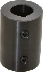 Climax Metal Products - 1-1/8" Inside x 2-1/8" Outside Diam, Mild Steel Set Screw Rigid Coupling with keyway - 3" Long x 1/4" Keyway Width x 1/8" Keyway Depth - Exact Tool & Supply