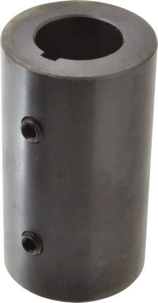 Climax Metal Products - 1-1/4" Inside x 2-1/4" Outside Diam, Mild Steel Set Screw Rigid Coupling with keyway - 4" Long x 1/4" Keyway Width x 1/8" Keyway Depth - Exact Tool & Supply