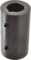 Climax Metal Products - 1-1/4" Inside x 2-1/4" Outside Diam, Mild Steel Set Screw Rigid Coupling with keyway - 4" Long x 1/4" Keyway Width x 1/8" Keyway Depth - Exact Tool & Supply