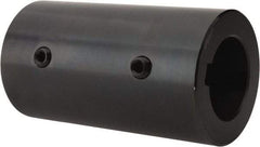 Climax Metal Products - 1-1/2" Inside x 2-1/2" Outside Diam, Mild Steel Set Screw Rigid Coupling with keyway - 4-1/2" Long x 3/8" Keyway Width x 3/16" Keyway Depth - Exact Tool & Supply
