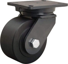 Hamilton - 6" Diam x 3" Wide x 8" OAH Top Plate Mount Swivel Caster - Nylon, 4,000 Lb Capacity, Sealed Precision Ball Bearing, 5-1/4 x 7-1/4" Plate - Exact Tool & Supply