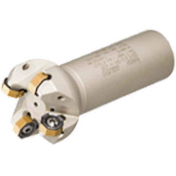 Iscar - 1-1/4" Cut Diam, 0.49" Max Depth of Cut, 1-1/4" Shank Diam, 9.84" OAL, Indexable Square Shoulder Helical End Mill - T490 LN.. 1306 Inserts, Cylindrical Shank, 90° Lead Angle, Through Coolant, Series Helitang - Exact Tool & Supply
