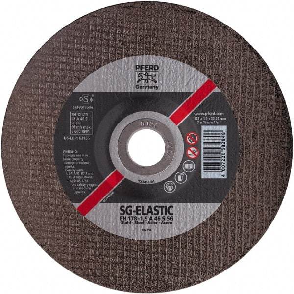 PFERD - 46 Grit, 4-1/2" Wheel Diam, 1/8" Wheel Thickness, Type 27 Depressed Center Wheel - Aluminum Oxide - Exact Tool & Supply