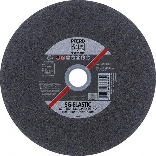 PFERD - 14" Aluminum Oxide Cutoff Wheel - 1/8" Thick, 1" Arbor, Use with Stationary Tools - Exact Tool & Supply