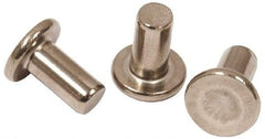 RivetKing - 0.107" Body Diam, Flat Steel Tinners Solid Rivet - 0.198" Length Under Head - Exact Tool & Supply