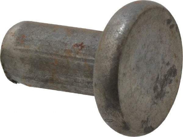 RivetKing - 0.227" Body Diam, Flat Steel Tinners Solid Rivet - 0.448" Length Under Head - Exact Tool & Supply