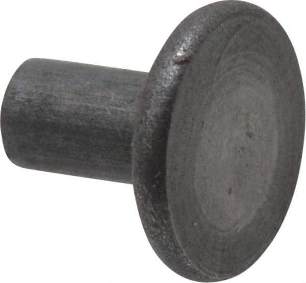 RivetKing - 0.091" Body Diam, Flat Steel Tinners Solid Rivet - 0.166" Length Under Head - Exact Tool & Supply