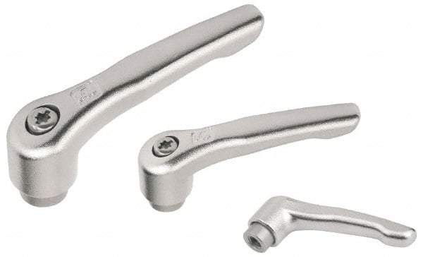 KIPP - #10-24, 10mm Hub Diam, Stainless Steel Female Threaded Insert Adjustable Clamping Handle - 47mm OAL, 31mm High, 9mm Hole Depth - Exact Tool & Supply