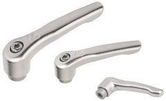 KIPP - #10-24, 10mm Hub Diam, Stainless Steel Female Threaded Insert Adjustable Clamping Handle - 47mm OAL, 31mm High, 9mm Hole Depth - Exact Tool & Supply