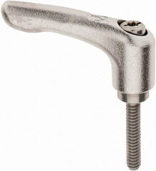 KIPP - #10-24, 10mm Hub Diam, Stainless Steel Threaded Stud Adjustable Clamping Handle - 25mm Stud Length, 47mm OAL, 31mm High - Exact Tool & Supply